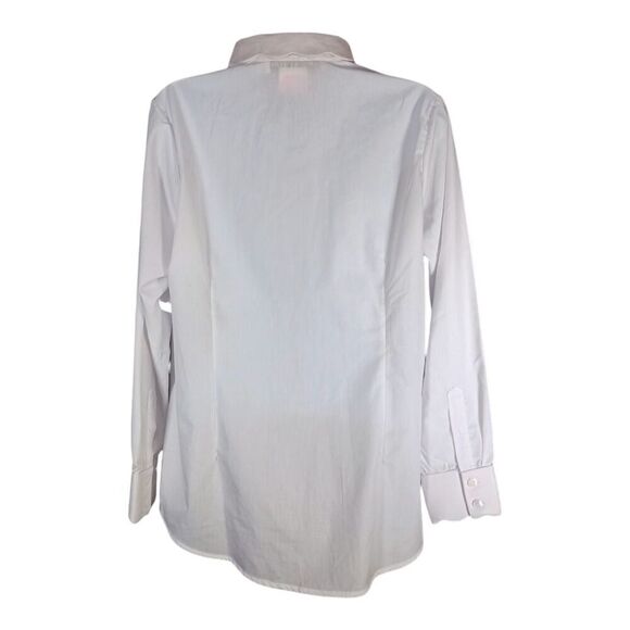Gretchen Scott Blouse L Womens White Basic Shirt Button-Up Casual Collard Top - Picture 2 of 4